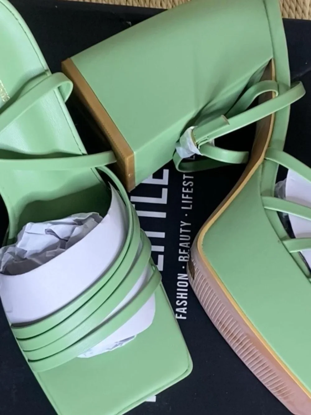 PrettyLittleThing Mint Green Platform Block Heel Sandals